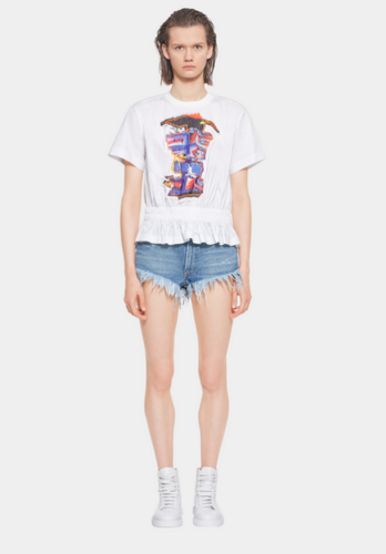 Short effiloché en denim