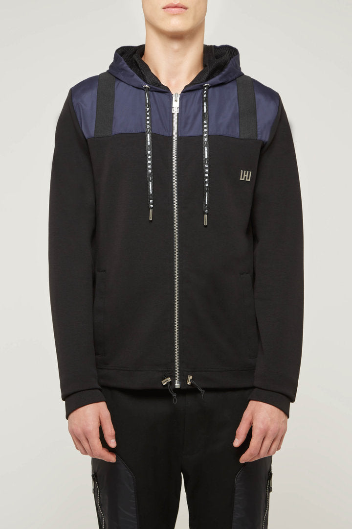 Hoodie in Mixed Fabric